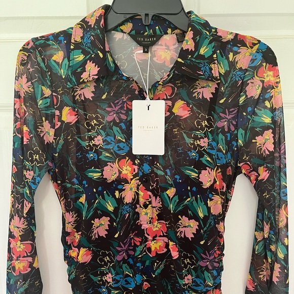 Brand NEW Ted Baker Mesh Shirt Dress - Picture 2 of 9